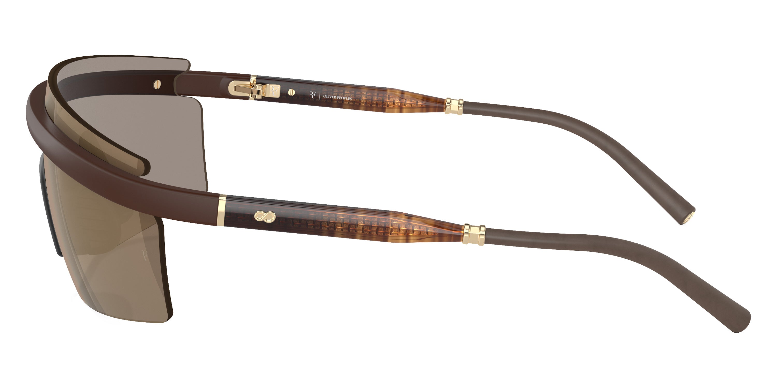 Oliver Peoples® R-4 OV5556S 70055A 35 Sunglasses - Semi-Matte Umber/Cortado Gold / Desert Flash Mirrored