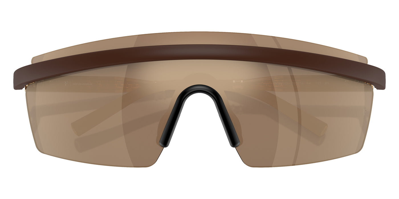 Oliver Peoples® R-4 OV5556S 70055A 35 Sunglasses - Semi-Matte Umber/Cortado Gold / Desert Flash Mirrored