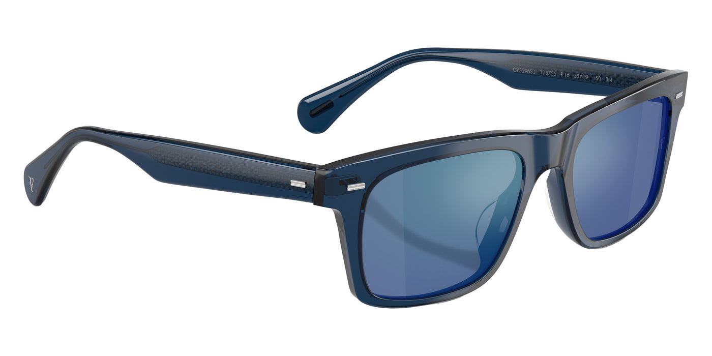 Oliver Peoples® R-16 OV5596SU 178755 55 Sunglasses - Blue Ash / Marine Flash Mirrored