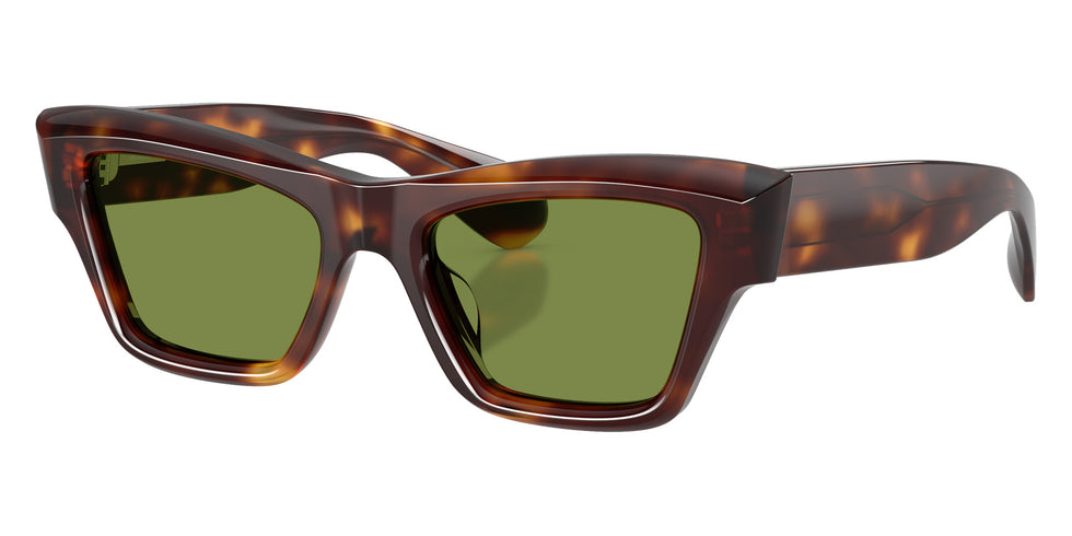 Oliver Peoples® OV5611SU Cat Eye OV5611SU 100752 52 Sunglasses - Dark Mahogany/Green C 100752