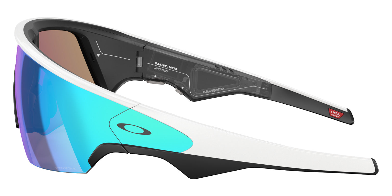 Oakley® Meta OW8001 Vanguard - Matte White/Prizm Sapphire Mirrored Sunglasses