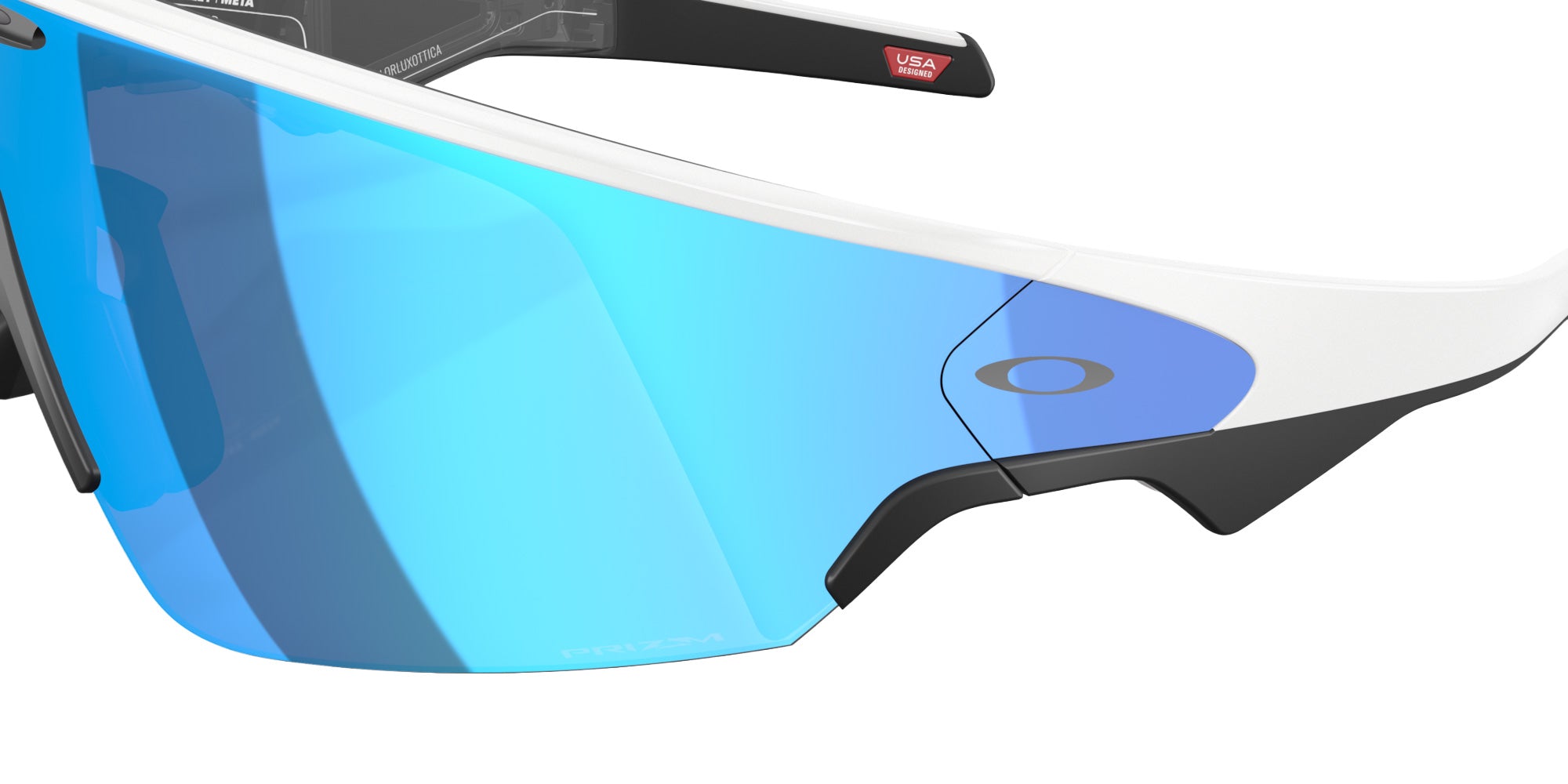 Oakley® Meta OW8001 Vanguard - Matte White/Prizm Sapphire Mirrored Sunglasses
