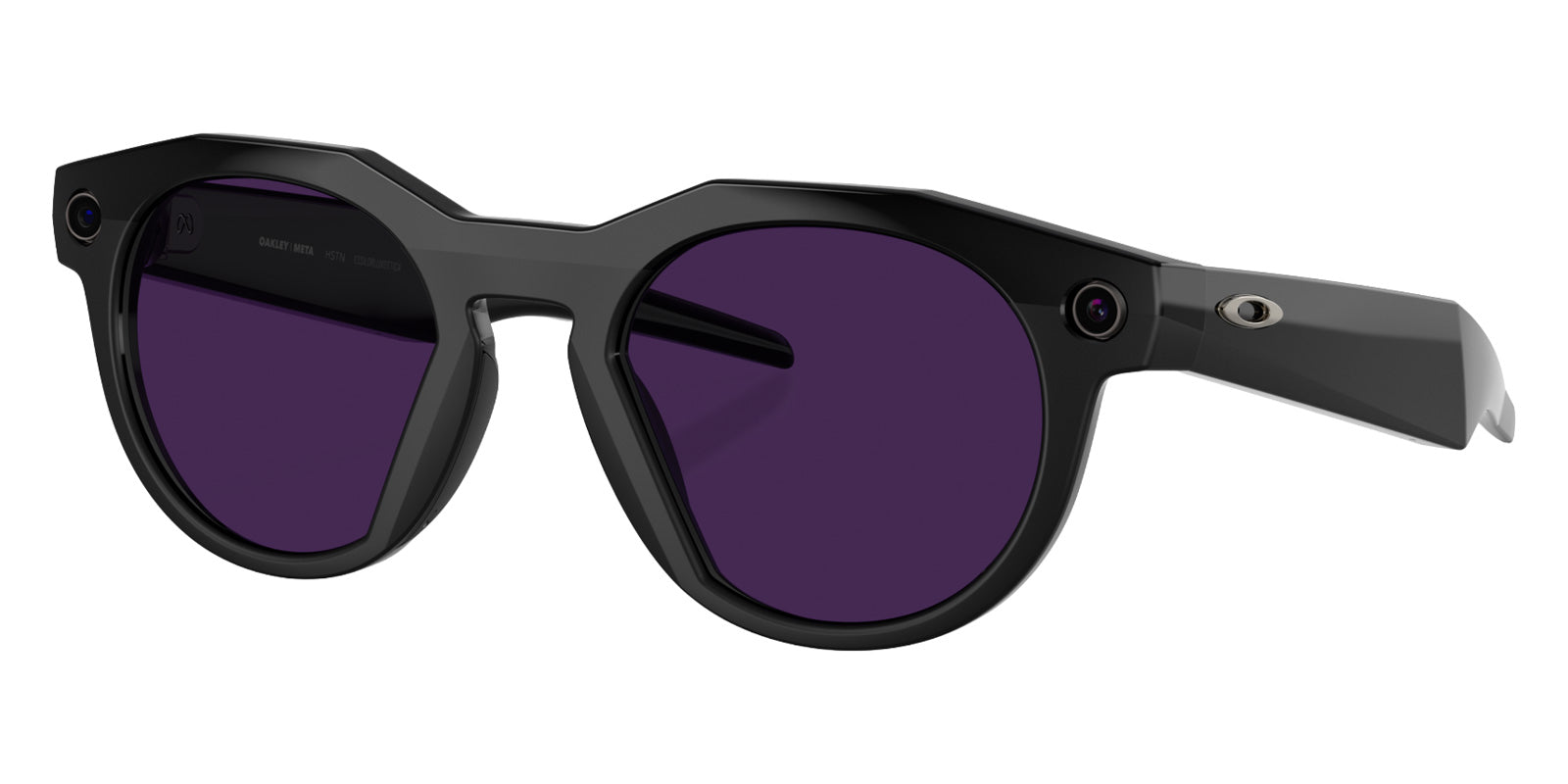 Oakley® Meta OW8002 HSTN - Polished Black/Clear to Amethyst Transitions AR Sunglasses