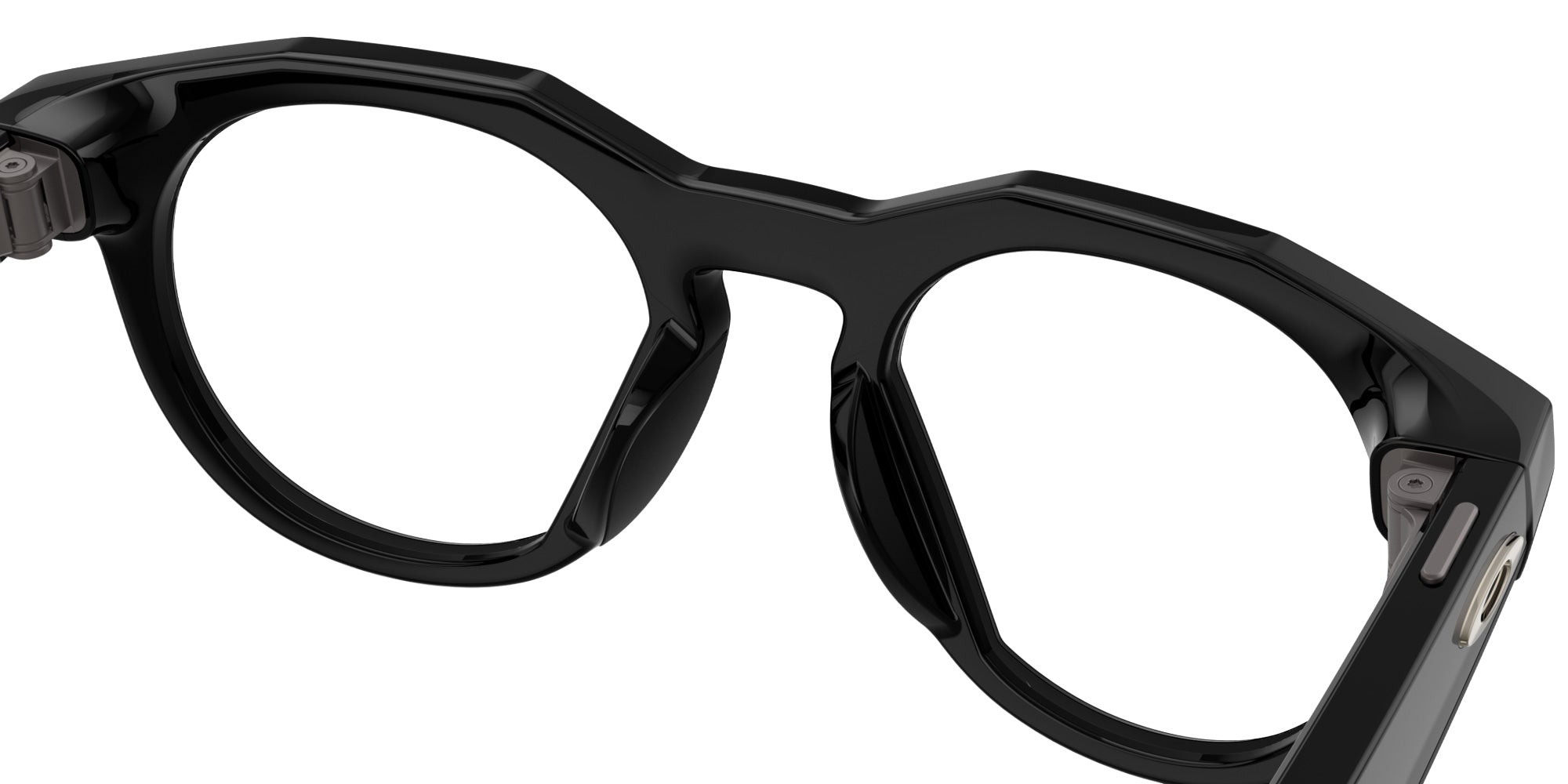 Oakley® Meta OW8002 HSTN - Polished Black/Clear to Amethyst Transitions AR Sunglasses