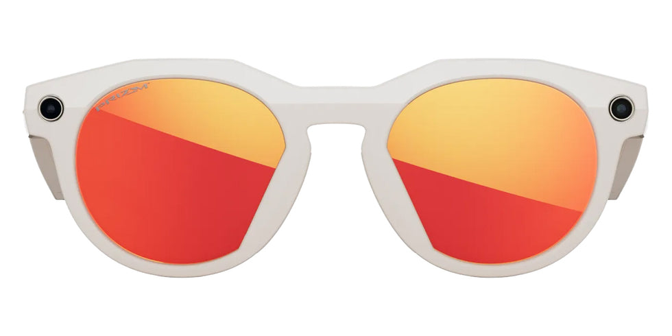 Oakley® Meta OW8002 HSTN - Polished Warm Gray/Prizm Ruby Mirrored Sunglasses