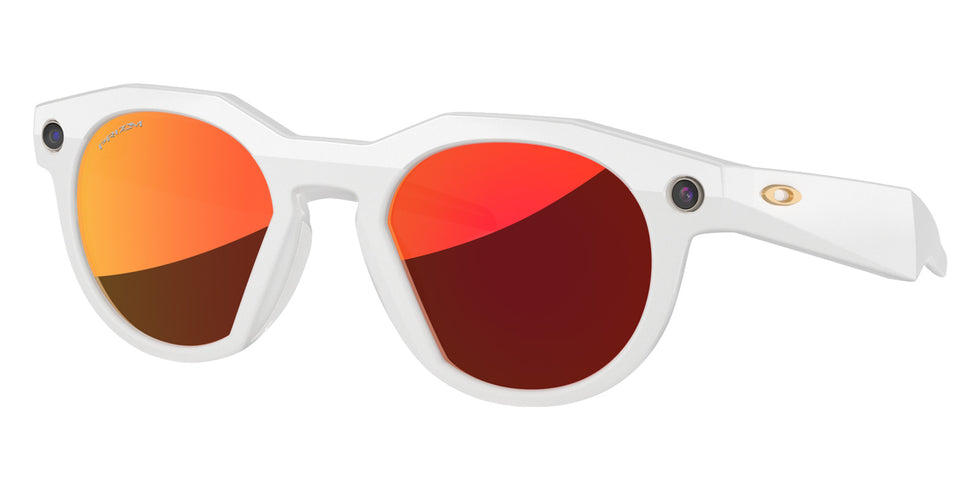 Oakley® Meta OW8002 HSTN - Polished Warm Gray/Prizm Ruby Mirrored Sunglasses