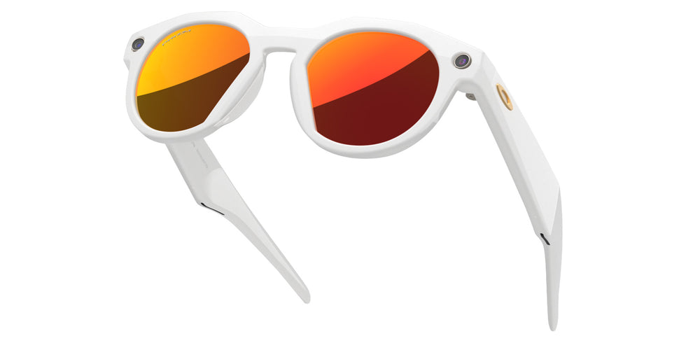 Oakley® Meta OW8002 HSTN - Polished Warm Gray/Prizm Ruby Mirrored Sunglasses