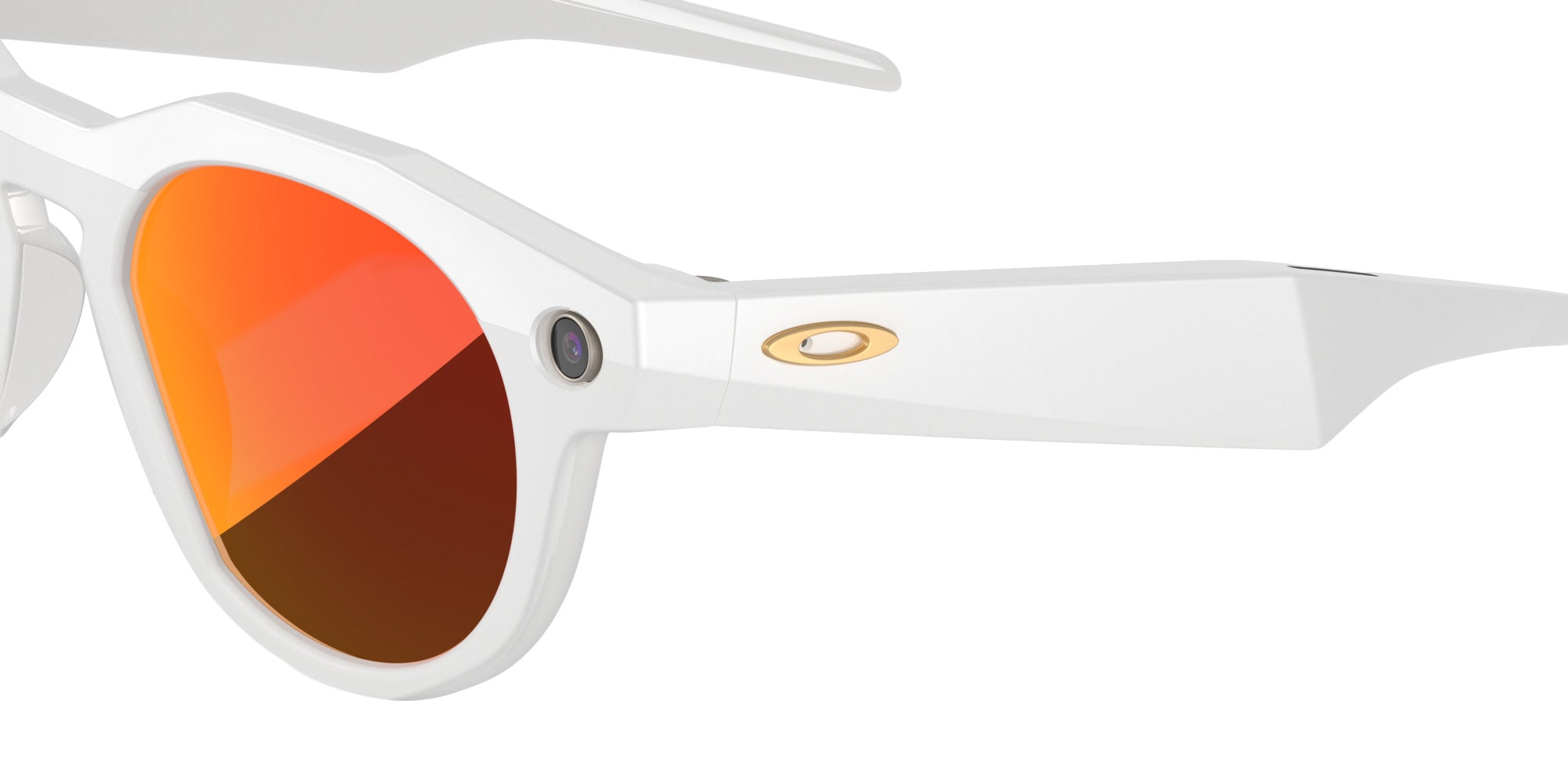 Oakley® Meta OW8002 HSTN - Polished Warm Gray/Prizm Ruby Mirrored Sunglasses