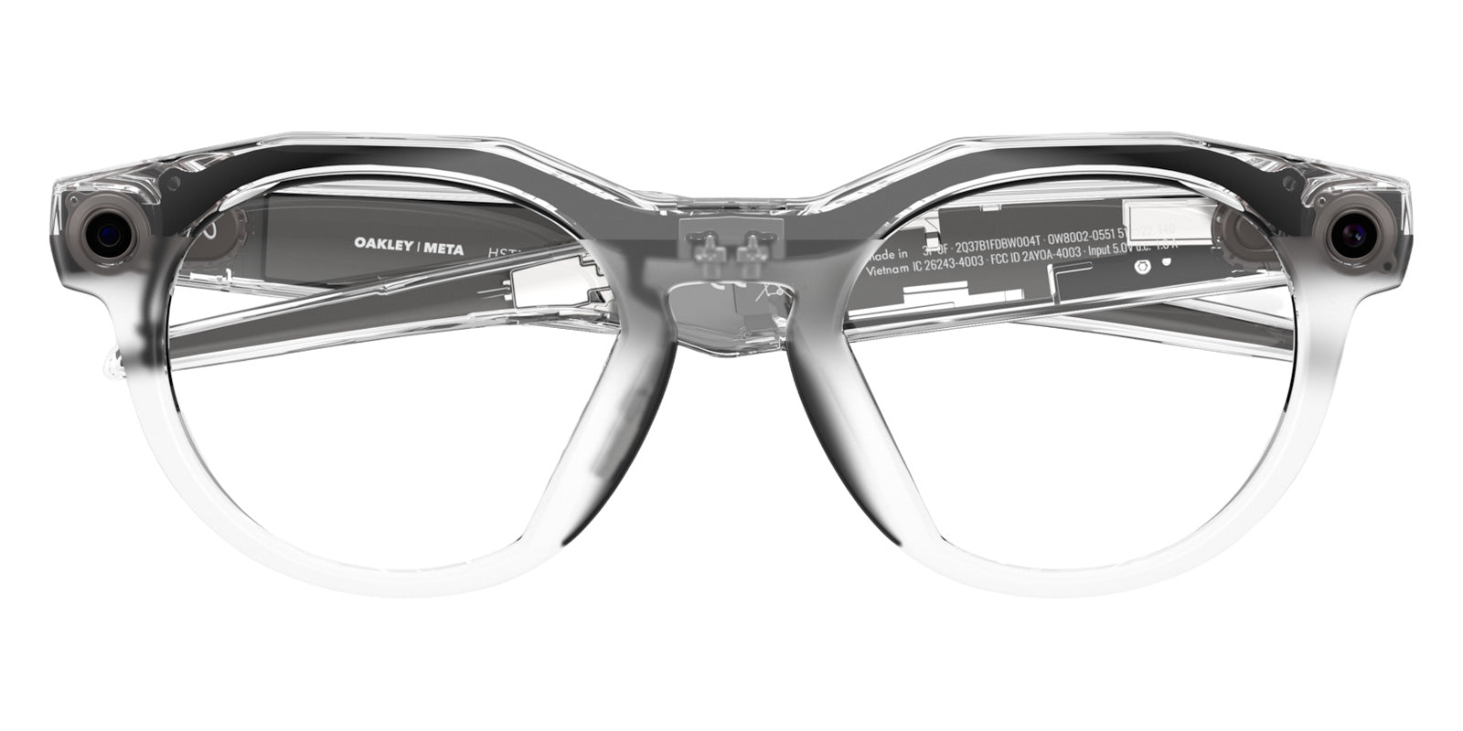 Oakley® Meta OW8002 HSTN - Polished Clear/Clear to Gray Transitions AR Sunglasses