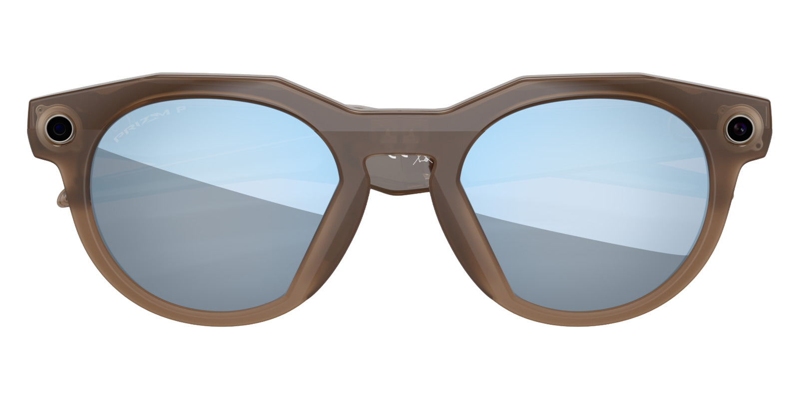 Oakley® Meta OW8002 HSTN - Polished Brown Smoke/Prizm Deep Water Polarized Sunglasses