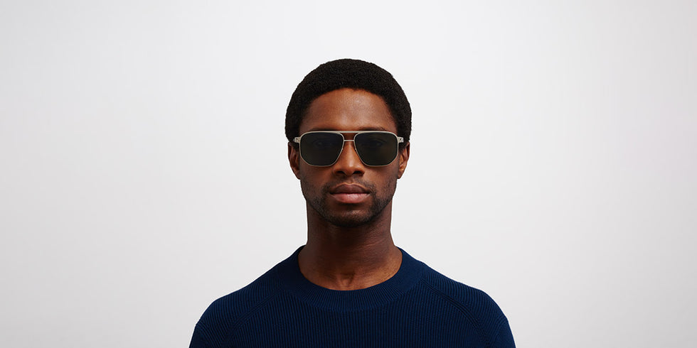 Mykita® PERRY MYK PERRY Matte Silver/Black / Polarized Pro Green 15 60 - Matte Silver/Black / Polarized Pro Green 15 Sunglasses