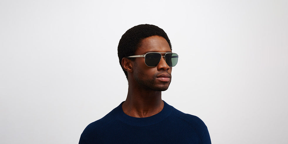 Mykita® PERRY MYK PERRY Matte Silver/Black / Polarized Pro Green 15 60 - Matte Silver/Black / Polarized Pro Green 15 Sunglasses