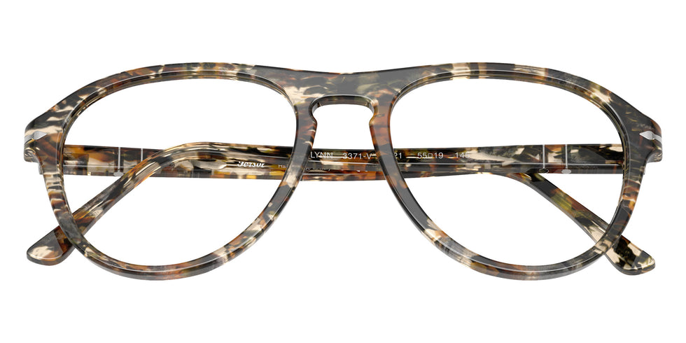 Persol® PO3371V Eyeglasses PO3371V 1221 55 - Lynn Amber Brown/Pirate Black