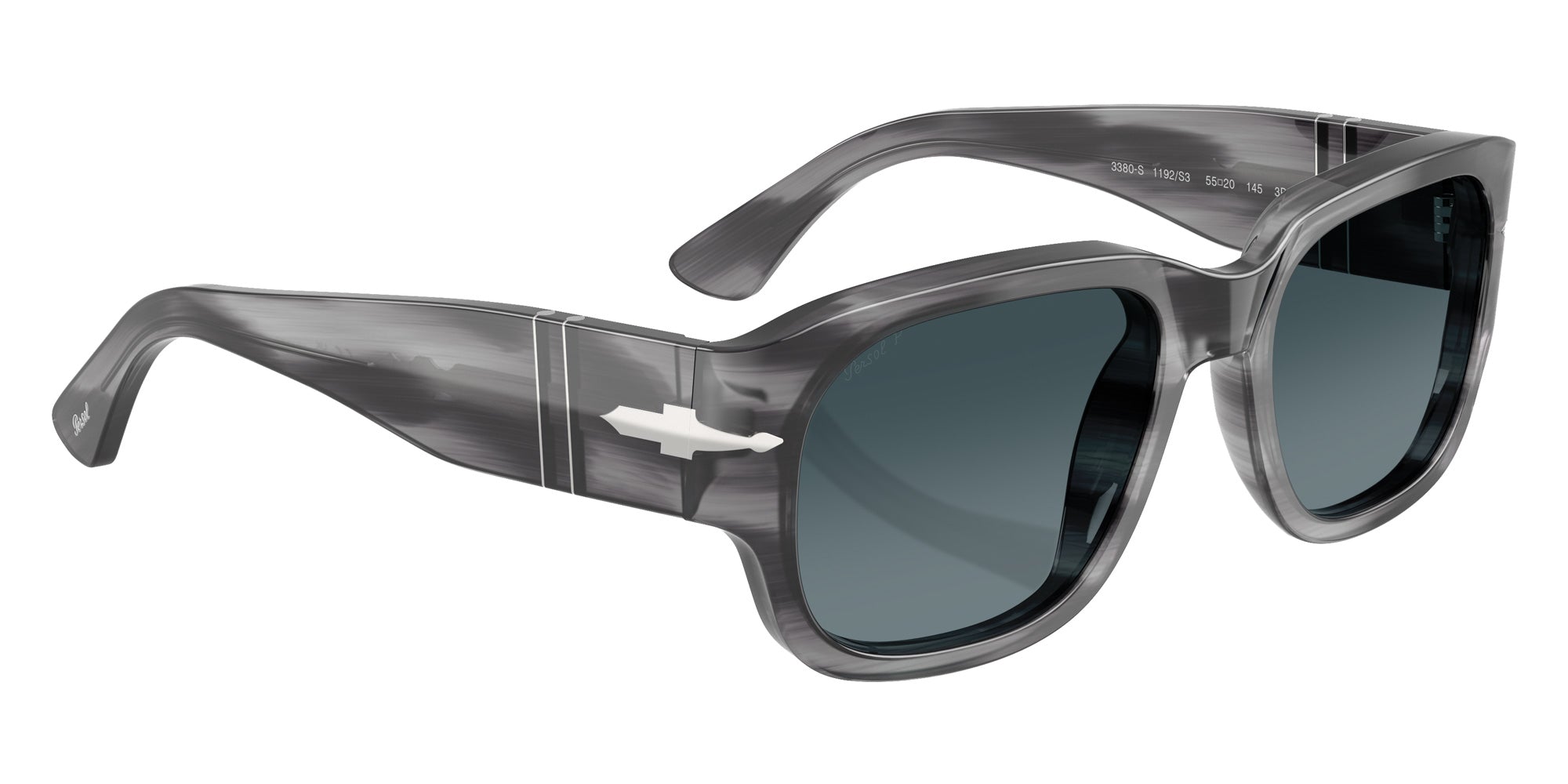Persol® PO3380S Sunglasses PO3380S 1192S3 55 - Striped Grey Light Blue Gradie