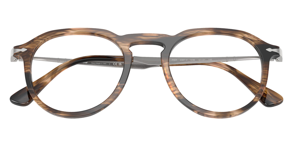 Persol® PO3387V Eyeglasses PO3387V 1236 51 - Pier Striped Black And Greish