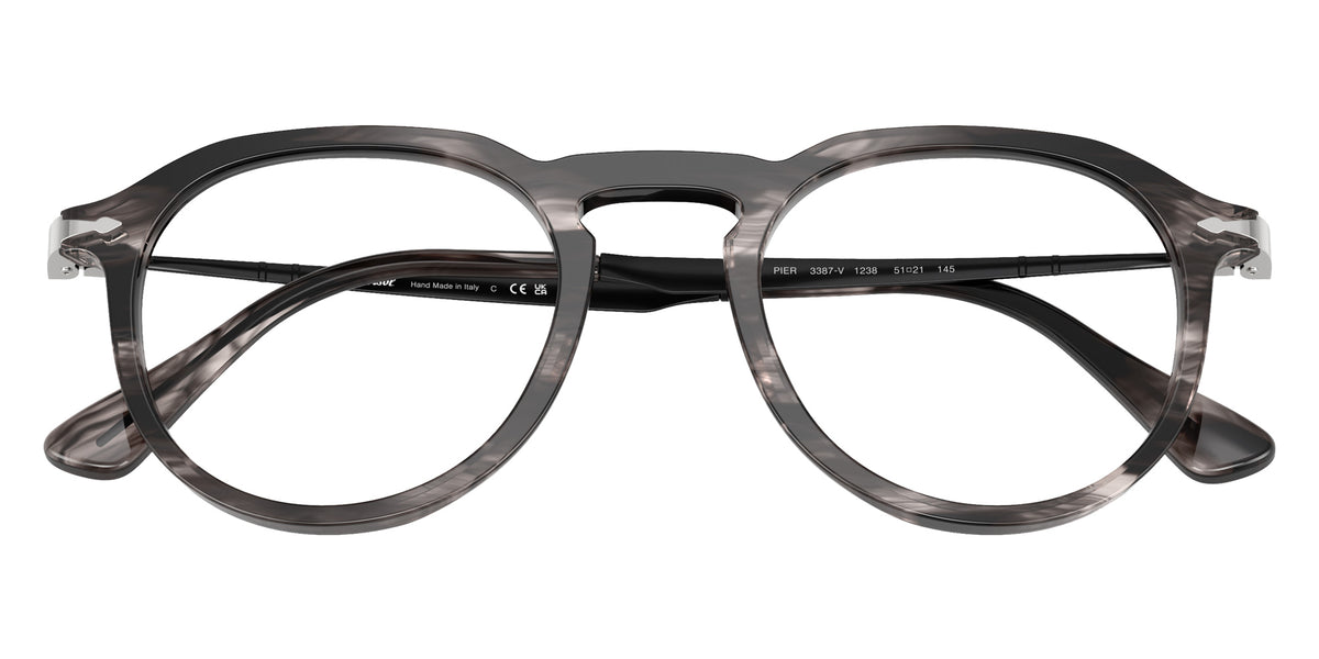 Persol® PO3387V Eyeglasses PO3387V 1238 51 - Pier Striped Black And Grey