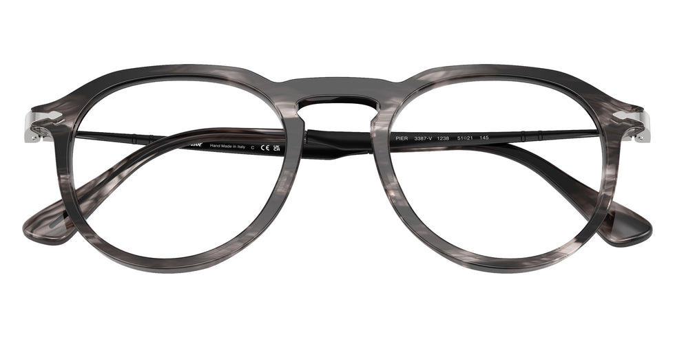 Persol® PO3387V Eyeglasses PO3387V 1238 51 - Pier Striped Black And Grey