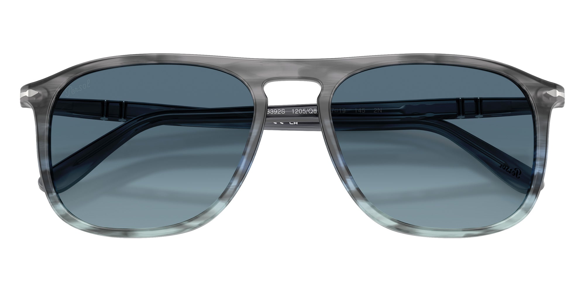 Persol® PO3392S Sunglasses PO3392S 1205Q8 57 - Grey Striped Blue Azure Gradie