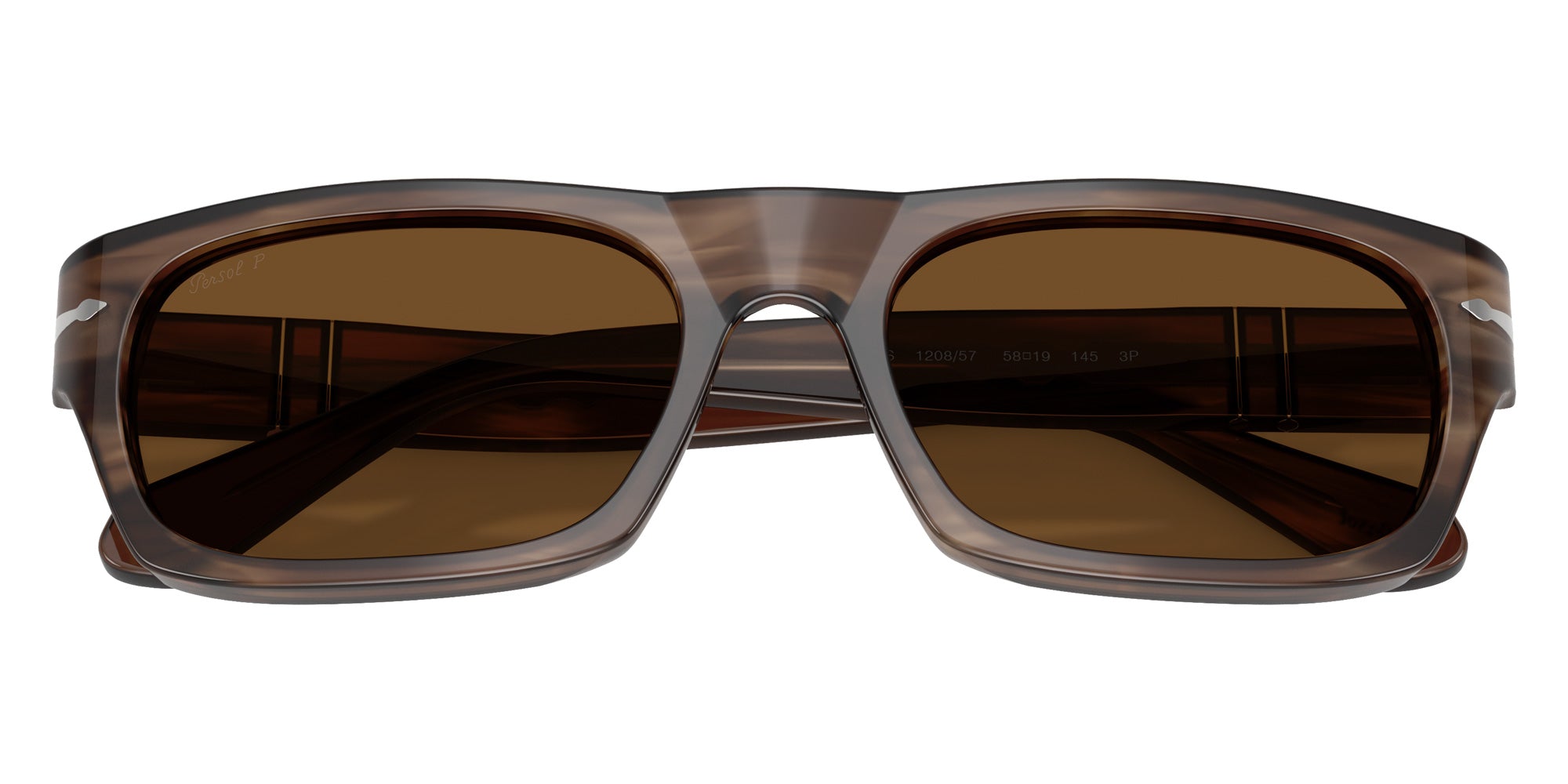 Persol® PO3398S Sunglasses PO3398S 120857 55 - Striped Brown Brown Polar