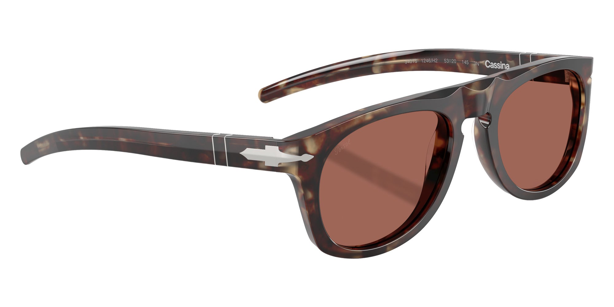 Persol® PO3401S - Persol & Cassina Collection Sunglasses PO3401S 1246H2 53 - Light Havana Terracotta Brown