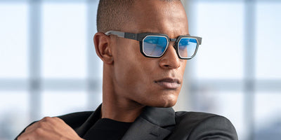 Blackfin® PROMETHEUS BLF Prometheus 1818 51 - Obsidian Black Gold Titanium Frame/Shiny Silver Details/Sapphire Haze Radiant Lenses Sunglasses