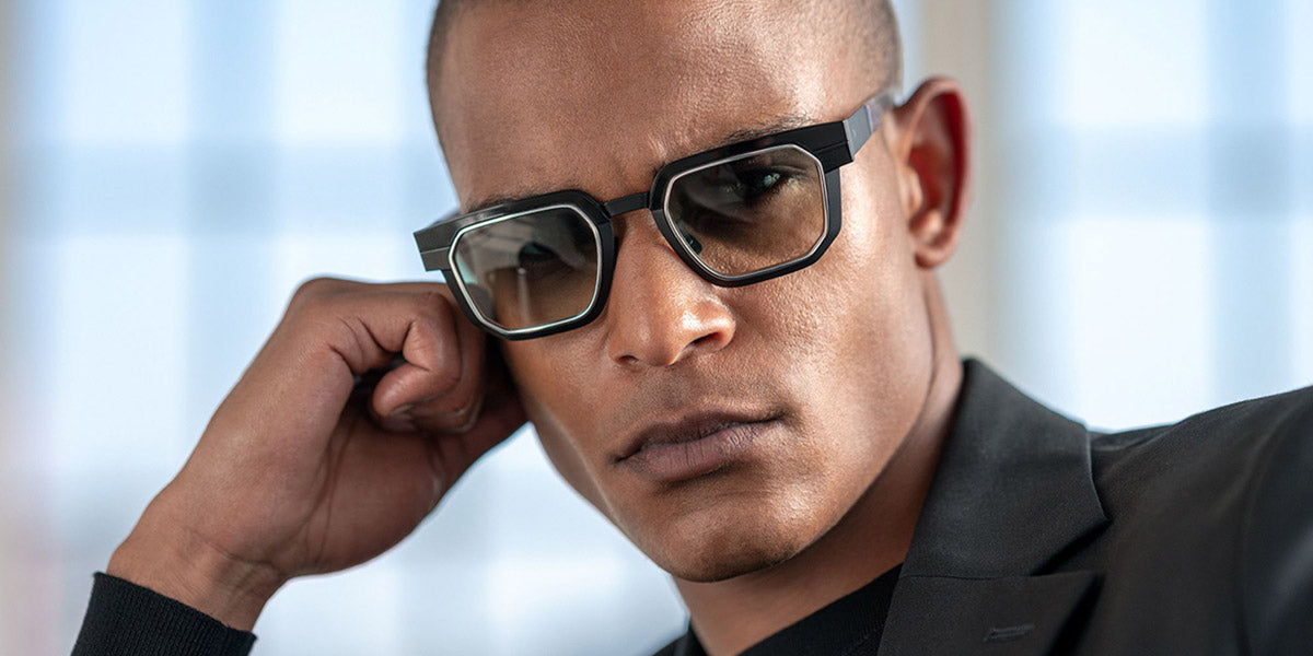 Blackfin® PROMETHEUS BLF Prometheus 1818 51 - Obsidian Black Gold Titanium Frame/Shiny Silver Details/Sapphire Haze Radiant Lenses Sunglasses