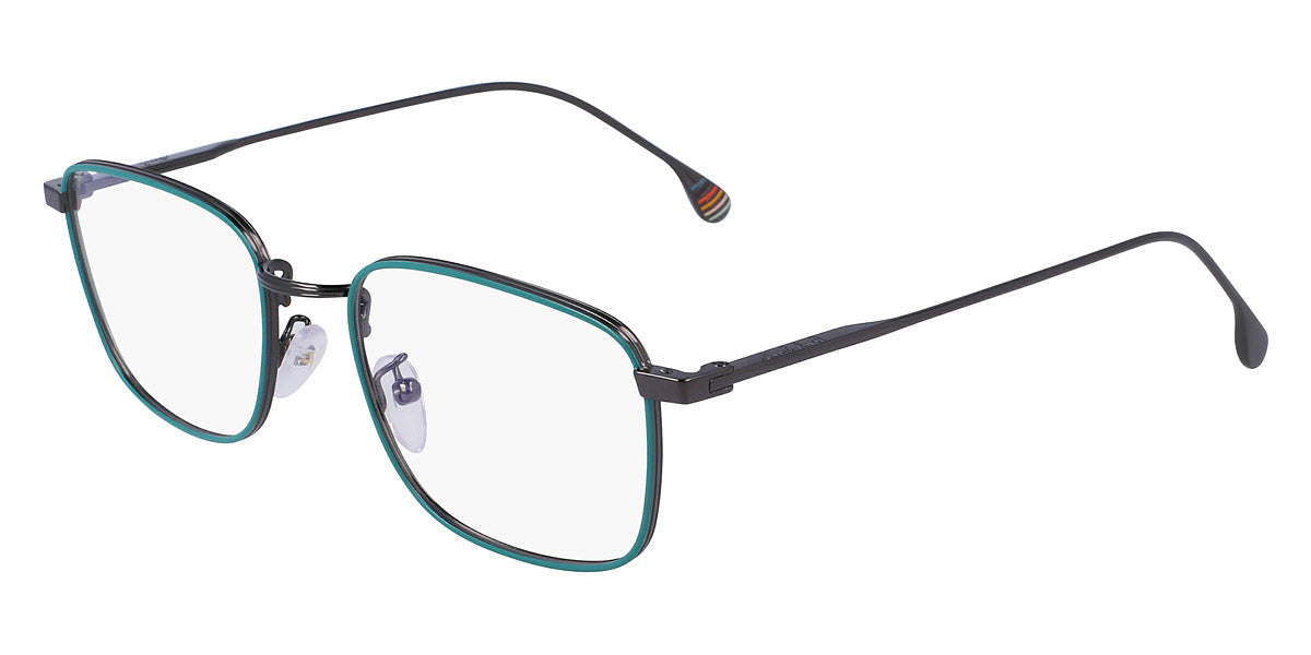 Paul Smith® Garrick PSM PSOP09652 GARRICK 003 52 - 003 Shiny Gun Metal Shiny Green Eyeglasses