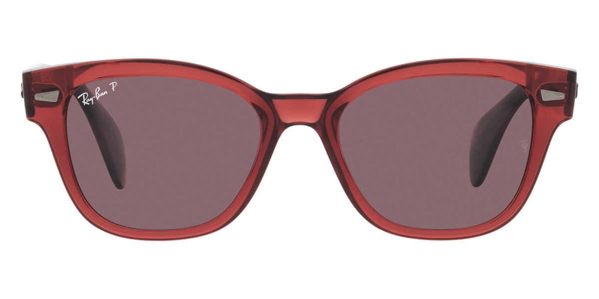 Ray-Ban® RB0880Sf RB0880SF 6639AF 53 - Transparent Pink with Dark Violet Polarized lenses Sunglasses