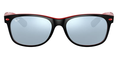 Ray-Ban® NEW WAYFARER SCUDERIA FERRARI COLLECTION 0RB2132M RB2132M F63830 55 - Matte Black On Red with Light Green Mirrored Silver lenses Sunglasses