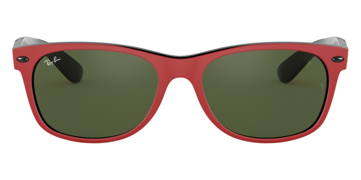 Ray-Ban® NEW WAYFARER SCUDERIA FERRARI COLLECTION 0RB2132M RB2132M F63931 55 - Matte Red On Black with G-15 Green lenses Sunglasses