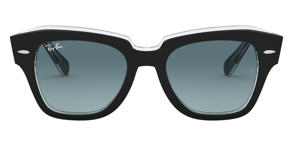 Ray-Ban® STATE STREET 0RB2186 RB2186 12943M 52 - Black On Transparent with Blue Gradient Gray lenses Sunglasses