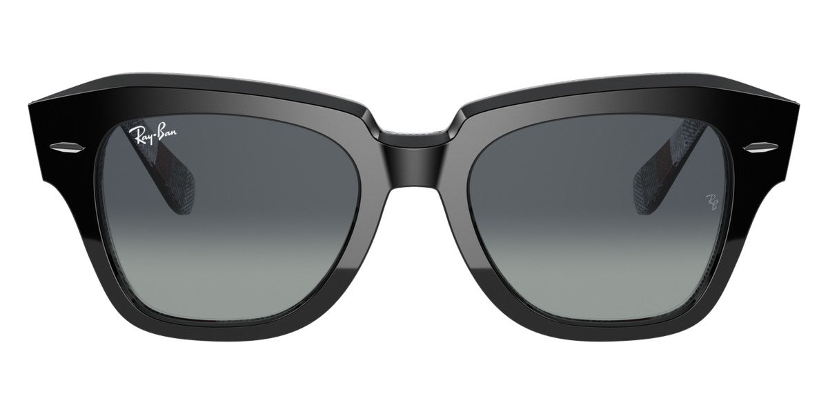 Ray-Ban® STATE STREET 0RB2186 RB2186 13183A 49 - Black On Chevron Gray/Burgundy with Light Gray Gradient Blue lenses Sunglasses
