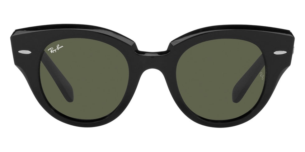 Ray-Ban® Roundabout RB2192 RB2192 901/31 47 - Black with Green lenses Sunglasses