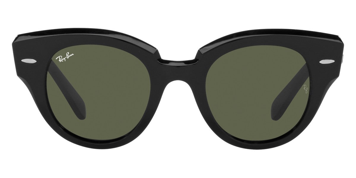 Ray-Ban® Roundabout RB2192 RB2192 901/31 47 - Black with Green lenses Sunglasses