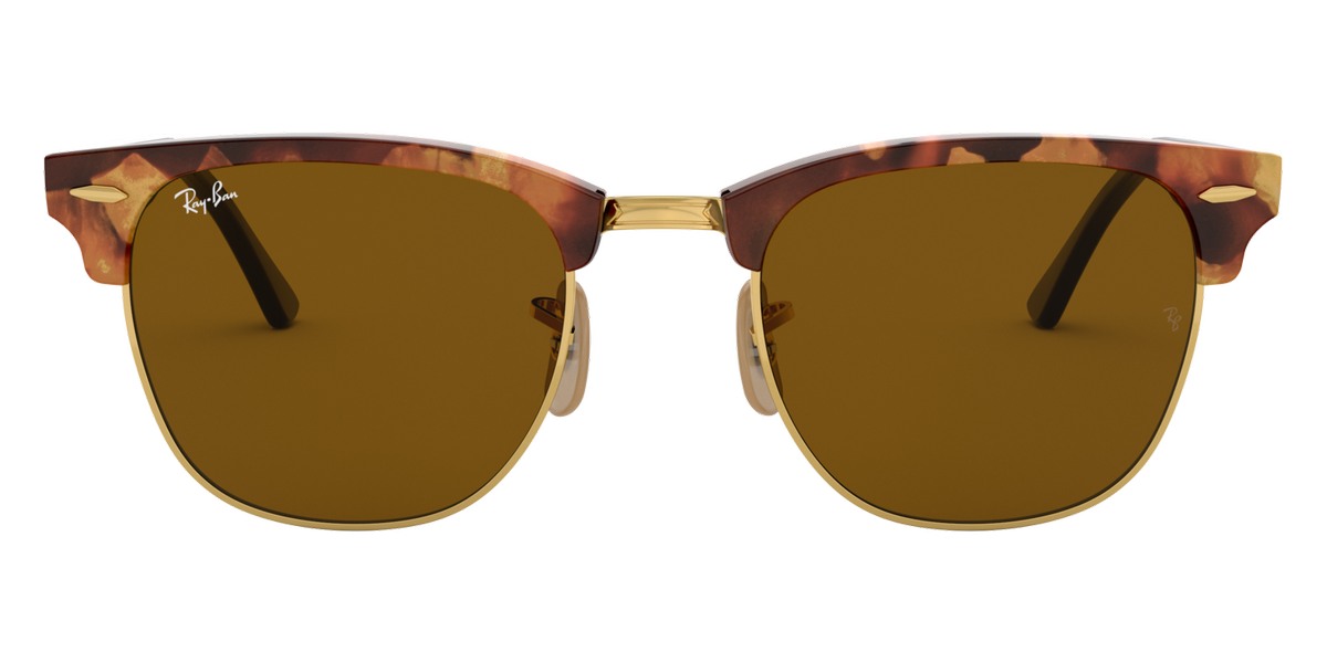Ray-Ban® CLUBMASTER 0RB3016 RB3016 1160 51 - Spotted Brown Havana with B-15 Brown lenses Sunglasses