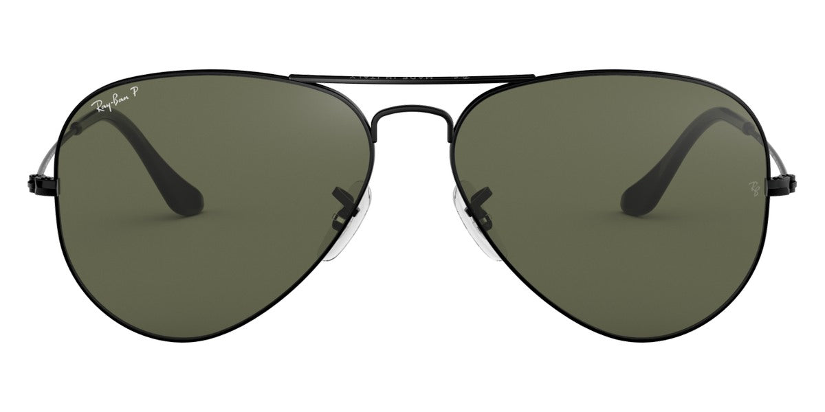 Ray-Ban® Aviator RB3025 55 RB3025 002/58 55 - Black with G-15 Green Polarized lenses Sunglasses