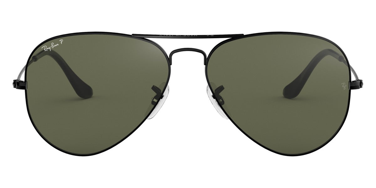 Ray-Ban® AVIATOR 0RB3025 RB3025 002/58 55 - Black with G-15 Green Polarized lenses Sunglasses