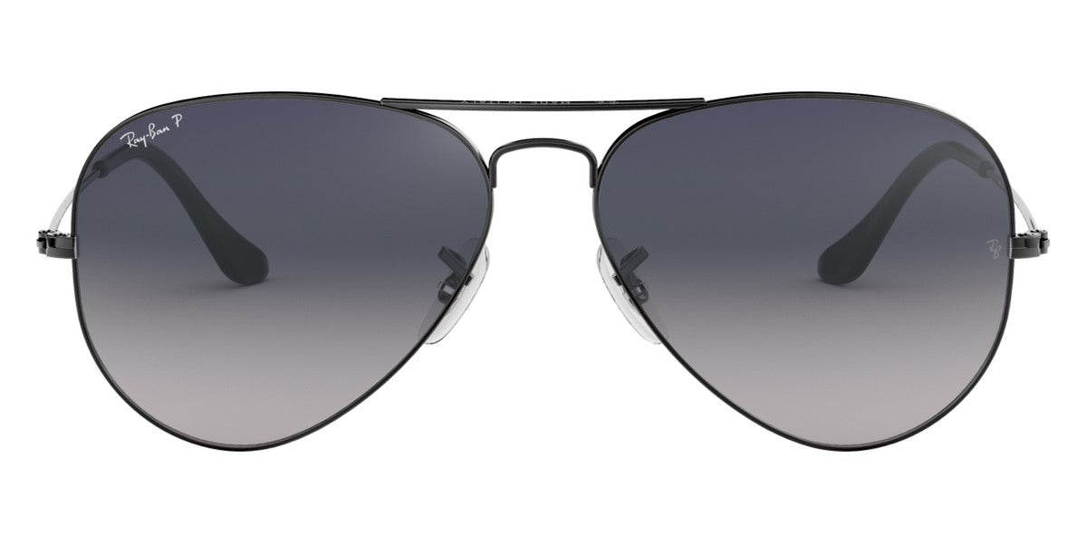 Ray-Ban® Aviator RB3025 55 RB3025 004/78 55 - Gunmetal with Blue Gradient Gray Polarized lenses Sunglasses