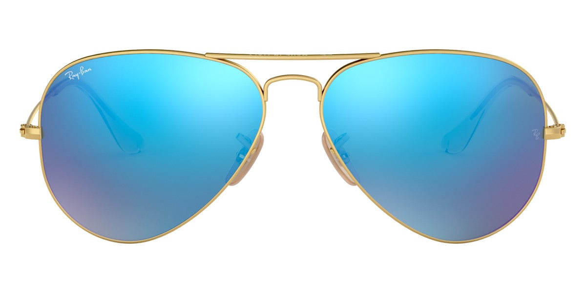 Ray-Ban® AVIATOR 0RB3025 RB3025 112/17 55 - Matte Arista with Gray Mirrored Blue lenses Sunglasses