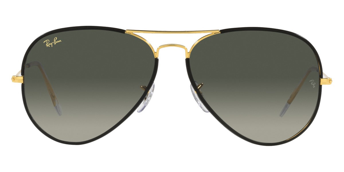 Ray-Ban® Aviator Full Color RB3025Jm RB3025JM 919671 62 - Black On Legend Gold with Gray Gradient lenses Sunglasses