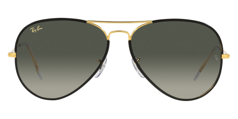 Ray-Ban® Aviator Full Color RB3025Jm RB3025JM 919671 62 - Black On Legend Gold with Gray Gradient lenses Sunglasses