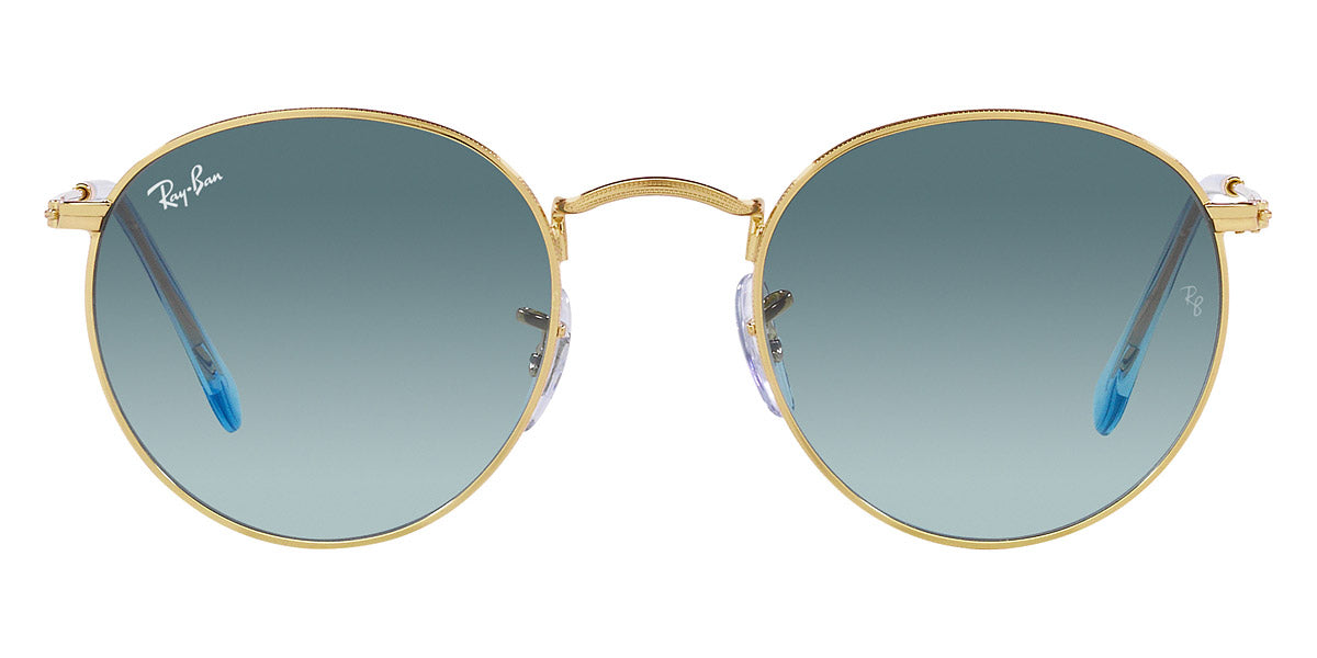 Ray-Ban® ROUND METAL 0RB3447 RB3447 001/3M 53 - Gold with Blue lenses Sunglasses