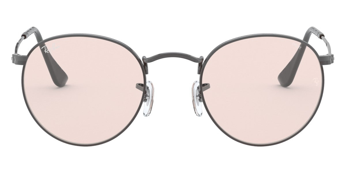 Ray-Ban® ROUND METAL 0RB3447 RB3447 004/T5 50 - Gunmetal with Evolve Photochromic Pink To Violet lenses Sunglasses
