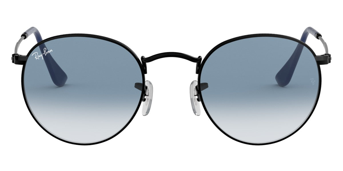 Ray-Ban® ROUND METAL 0RB3447 RB3447 006/3F 50 - Matte Black with Clear Gradient Blue lenses Sunglasses
