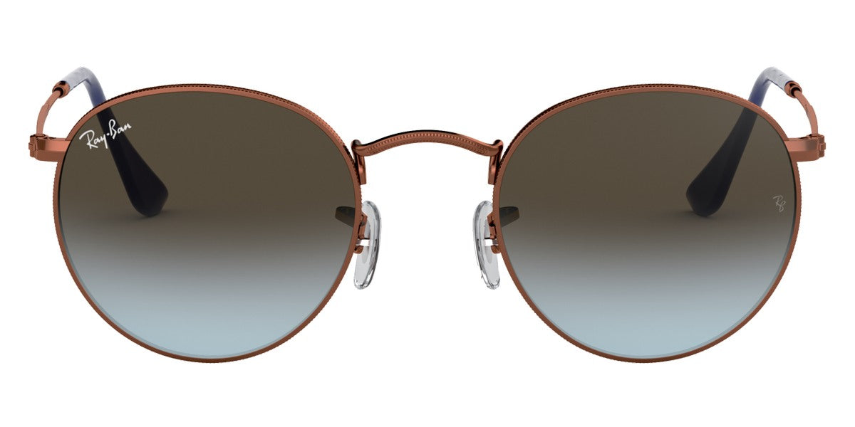 Ray-Ban® ROUND METAL 0RB3447 RB3447 900396 53 - Dark Bronze with Light Blue Gradient Brown lenses Sunglasses