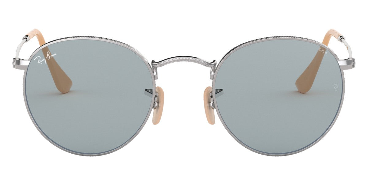 Ray-Ban® ROUND METAL 0RB3447 RB3447 9065I5 53 - Silver with Photochromic Blue lenses Sunglasses
