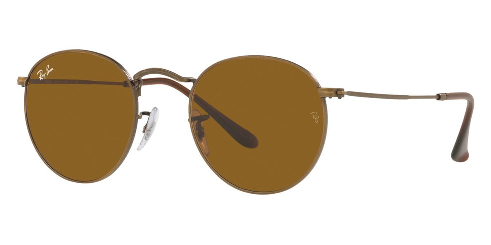Ray-Ban® Round Metal RB3447 RB3447 112/4L 53 - Matte Arista with Blue Mirrored Polarized lenses Sunglasses