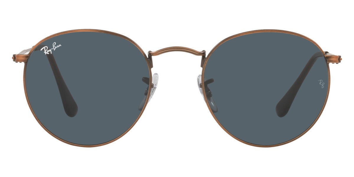 Ray-Ban® Round Metal RB3447 RB3447 9202R5 50 - Rose Gold with Blue lenses Sunglasses