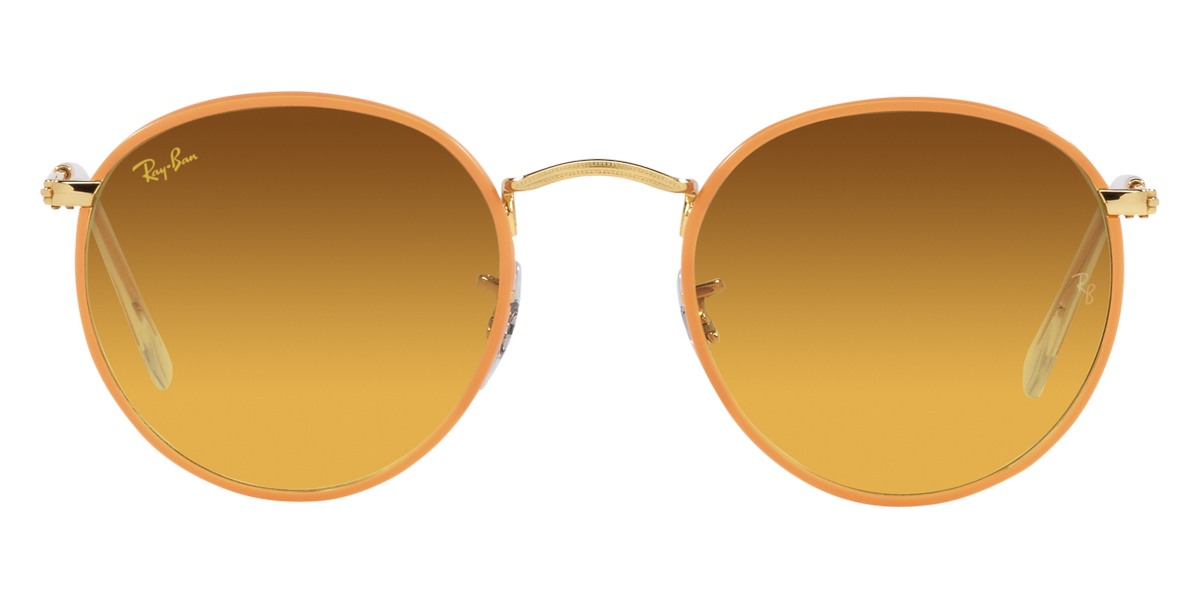 Ray-Ban® Round Full Color RB3447Jm RB3447JM 91963C 50 - Yellow On Legend Gold with Yellow Vintage Oran Gradient Brown lenses Sunglasses