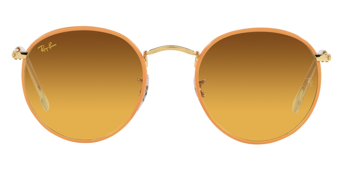 Ray-Ban® ROUND FULL COLOR 0RB3447JM RB3447JM 91963C 50 - Yellow On Legend Gold with Yellow Vintage Oran Gradient Brown lenses Sunglasses